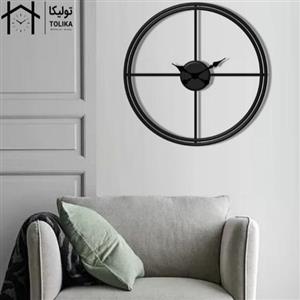 ساعت دیواری فلزی به رنگ مشکی مات به قطر 60 سانت