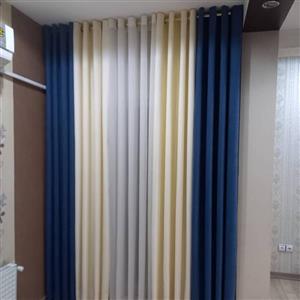 پرده پانچ کامل 4 پنل مخمل و کرپ محو بدون نیاز به آستر پنجره 4متری پانچ و پلیسه