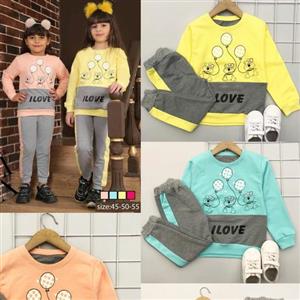 ست بلوز شلوار دخترانه جنس بلوز گلکسی فلامنت شهر بادکنک ها سایز _45_50  پیشتاز در کشور