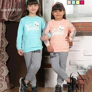 ست بلوز شلوار دخترونه سایز 40_45  جنس دورس پنبه لاکرادارسایز 40،45رنگ آبی گل‌بهی زرد ارسال پیشتاز رایگان