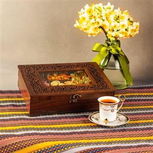 جعبه و باکس پذیرایی چوبی مدل مینا میکس جهت دکوراسیون و هدیه مناسب دمنوش و آجیل