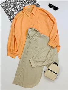 شومیز مانتویی آستین پفی