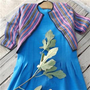 کت جاجیم پشت لایی چسبانده شده سایز36 اندامی گرم تکدوز مزونی آبی