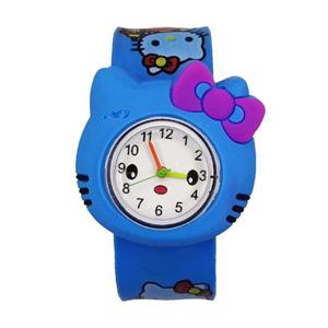 ساعت مچی عروسکی بچگانه دخترانه کیتی خط کشی آبی
