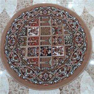 گلیم گرد طرح خشتی بادامی (1×1)