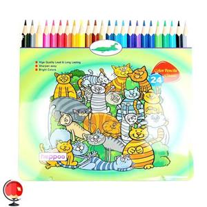 مداد رنگی 24 رنگ هیپو جعبه فلز طرح گربه کد 1322