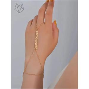 دستبند انگشتری زنانه رنگ طلایی و نقره‌ای استیل رنگ ثابت