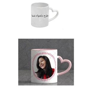 لیوان سرامیکی با چاپ طرح متن و تصویر دلخواه و سفارشی هدیه زیبا و خاص ماگ دسته قلبی