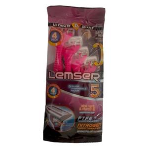 تیغ ژیلت اصلاح پنج لبه صابوندار لمسر LEMSER    چهار عددی