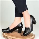 کفش اداری زنانه چرم طبیعی اطلس چرم رنگ مشکی کد 429
