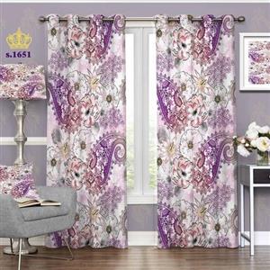 پرده پذیرایی دو قواره پانچ اسلیمی طرح بته جقه زمینه گلدار کد S1651