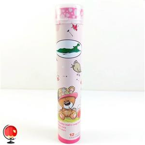 مداد رنگی 12 رنگ هیپو استوانه فلزی طرح خرس کد 14410