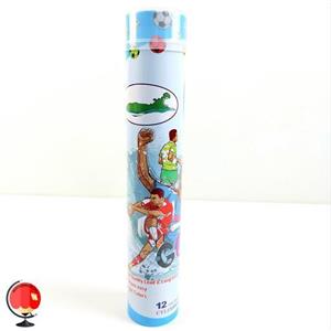 مداد رنگی 12 رنگ هیپو استوانه فلزی طرح فوتبال کد 1449