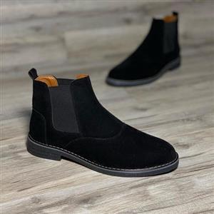 نیم بوت مردانه مشکی مدل چلسی کشی  اشبالت جیر  مخمل رنگ مشکی سایز 40 41 42 43 44 45 دوردوخت