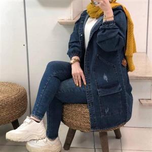 مانتو جین کلاهدار جنس جین ترک ضخیم درجه یک ()
