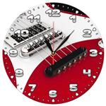 ساعت دیواری گرد مدل 1281 طرح گیتار  الکتریک سفید و قرمز قطر 30 سانتیمتر