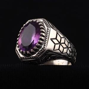 انگشتر مردانه آمیتیست شیک و جذاب اصل ( انگشتر نقره مردانه )