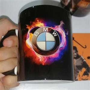 ماگ سفارشی دسته و داخل مشکی بی ام و  BMW