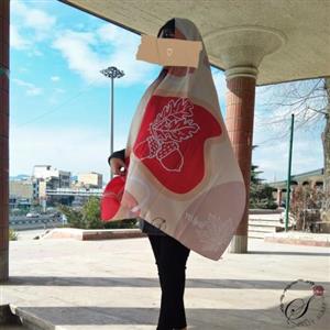 شال شیک  زمینه روشن- رنگ بندی پاییزی  گرم (کِرِم و نسکافه ای و اناری) -پارچه جناغی  باکیفیت -  2متری - برند شیدی