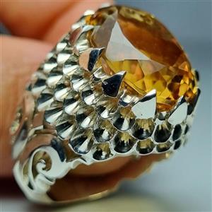 انگشتر سیترین طلایی اصل و چشم نواز