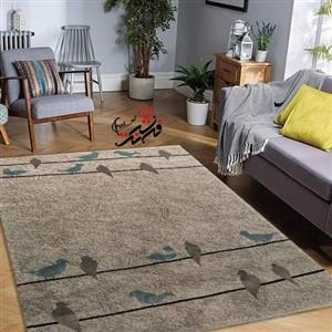 گلیم فرش ساوین طرح 4008 رنگ طوسی سایز 1.5*2.25