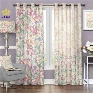پرده پذیرایی دو قواره پانچ اسلیمی طرح پیچک رنگی کد S2568