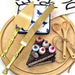 ست کارد و کفگیر  طلایی شیک مخصوص کیک،لازانیا و پیتزا در پلاسکو دهقان