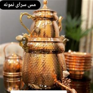 کتری رو گازی همراه با قوری دسته برنجی