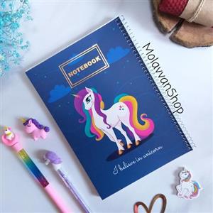 دفتر مشق 80 برگ فانتزی دخترانه طرح اسب تکشاخ