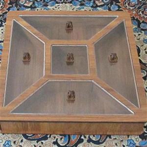 جعبه دمنوش مربع ام دی اف قهوه ای روشن 5 قسمتی طرح مورب