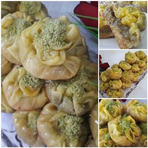 باقلوای گل (بقچه ای)خانگی فوق العاده خوشمزه1000گرم
