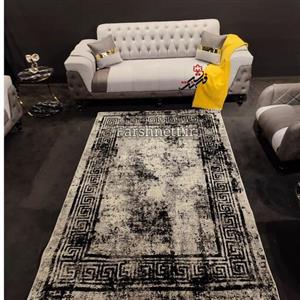 گلیم فرش ساوین طرح 4118 رنگ نقره ای مشکی سایز 1.5*2.25