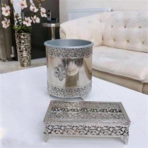 سطل و جا  دستمال کاغذی پیوتر طرح تاج دکوری منزل