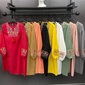 مانتو گلدوزی جلوبسته ترک طرح حلزونی