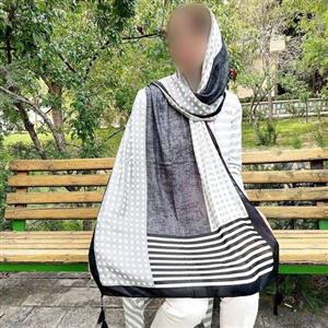 شال نخی منگوله دار سفید و مشکی چهار فصل کیفیت بی نظیر