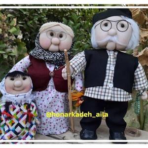 عروسک مادربزرگ و پدربزرگ دستساز پارچه ای حدودا 40 سانتی قابل شستشو