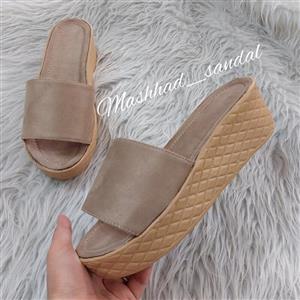 صندل لژدار (6سانت)زنانه ، جنس سوییت ، رنگ کرم