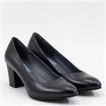 کفش پاشنه دار چرم طبیعی زنانه طرح فلوتر اطلس چرم رنگ مشکی کد 360