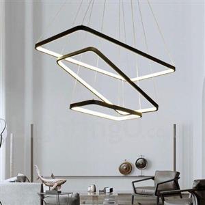 لوستر مدرن طرح سه مستطیل رنگ بدنه مشکی مات نور آفتابی