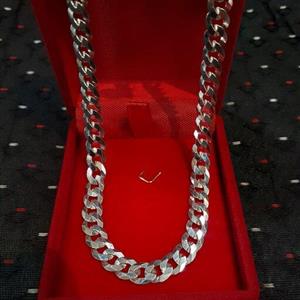 زنجیر نقره کارتیر ایتالیا 7 میل با کیفیت فوق العاده و آبکاری طلاسفید طول 55cm 