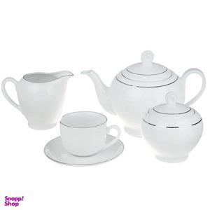 سرویس چای خوری 17 پارچه چینی زرین ایران سری ایتالیا اف مدل Saman درجه یک
