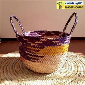 زنبیل حصیری رنگی