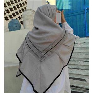 روسری مزونی  قواره بزرگ پیله دار  با نوار  ارگانزا لمه رینگی