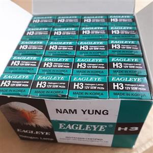 دو عددلامپ هالوژن H3  اگلایت (عقاب)  اصلی ساخت کره12V 55W (تک فیش  سیم دار)