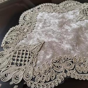 رومیزی مخمل قیطان دوزی ،  سه تیکه جلو مبلی طرح جدید سلنیس ترک
