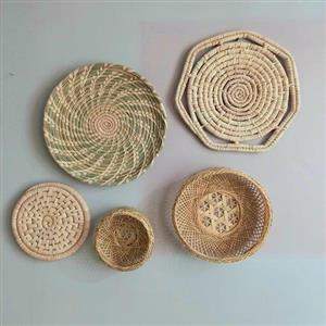 ست آینه دکوری حصیری