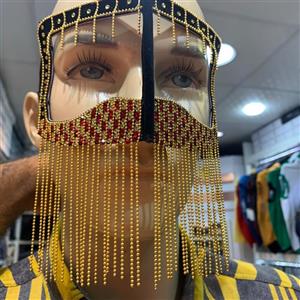 نقاب بندری برقع طلایی قرمز مجلسی