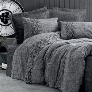 ست ملحفه کاتن باکس مدل Plain Sooty Gri دو نفره 4 تکه