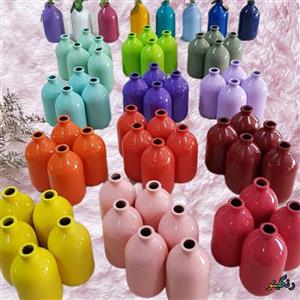 گلدان رنگی شیشه ای پاستیلی (ست 4 تایی  با رنگ دلخواه شما)