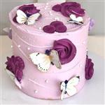کیک تولد دخترانه،بنفش،پروانه ای،شیک، ساده